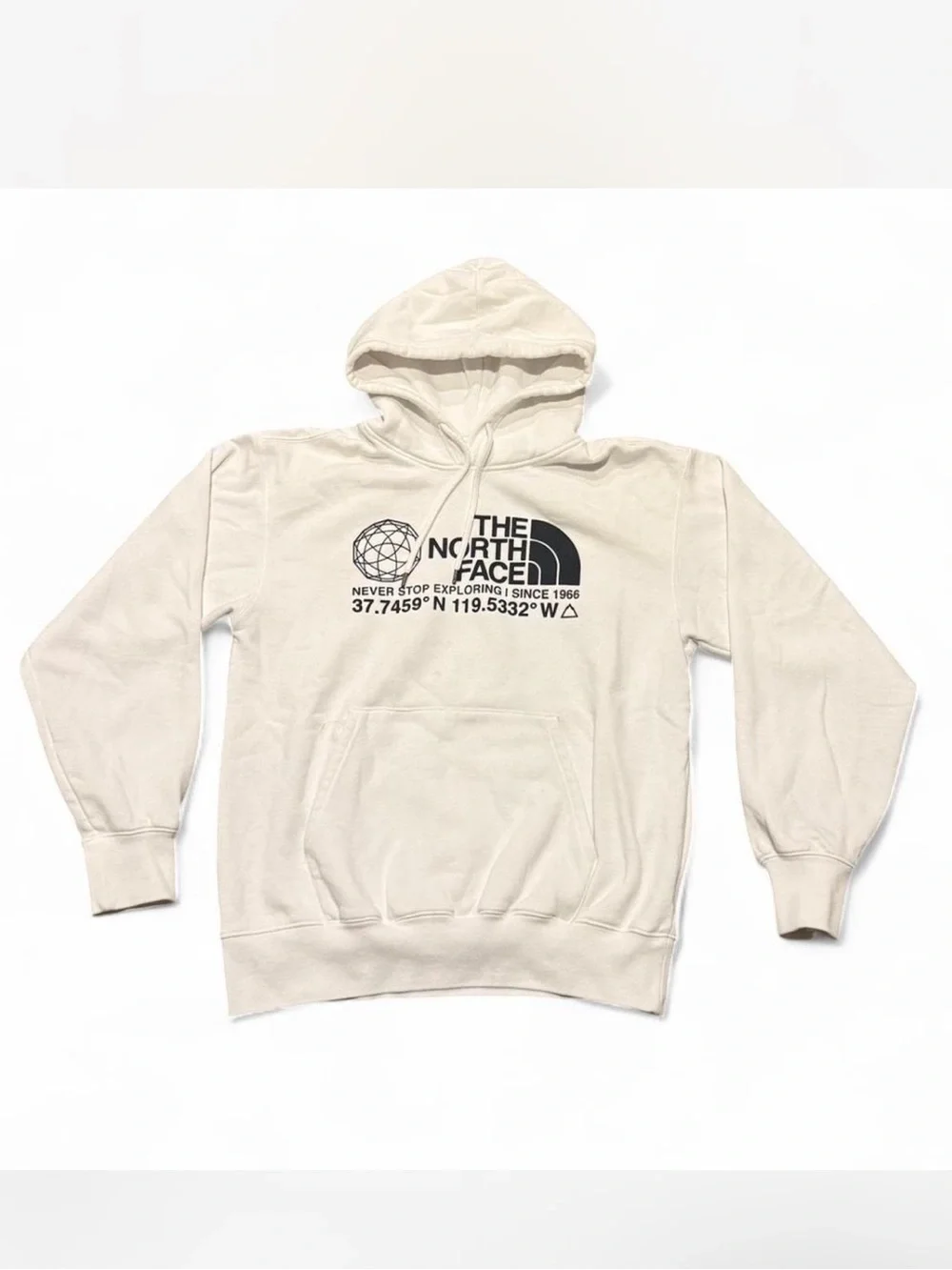 The North Face Cream Pullover Hoodie with Black Chest Logo